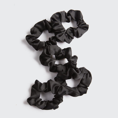 kitsch Black Satin Sleep Scrunchies 5pc Set