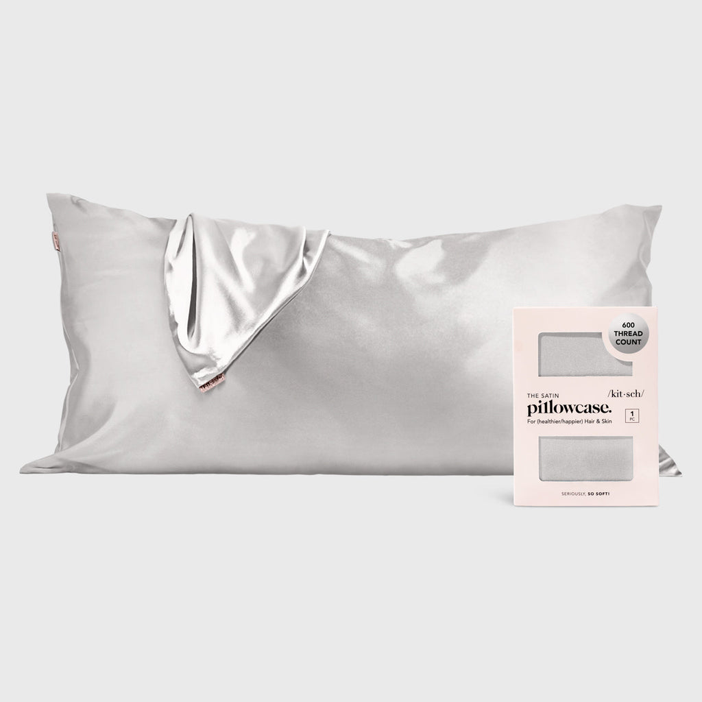 Satin Pillowcase in Silver 4 Pack Bundle - King