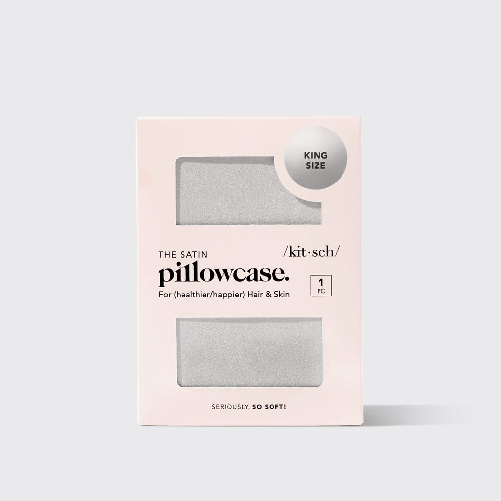 Satin Pillowcase in Silver 2 Pack Bundle - King