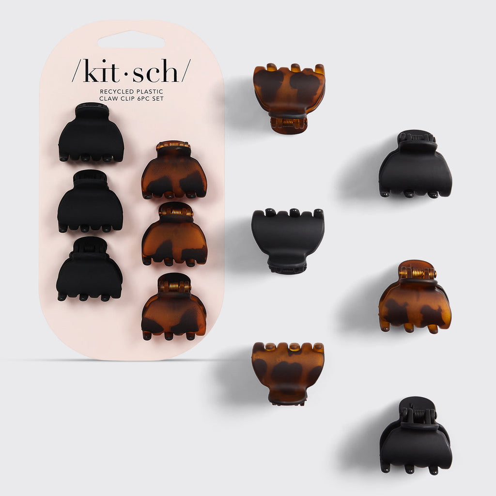 Black & Tort Claw Clips 6pc Set - X-Small