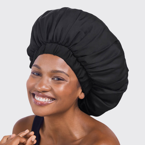 kitsch Black Satin Bonnet - XL
